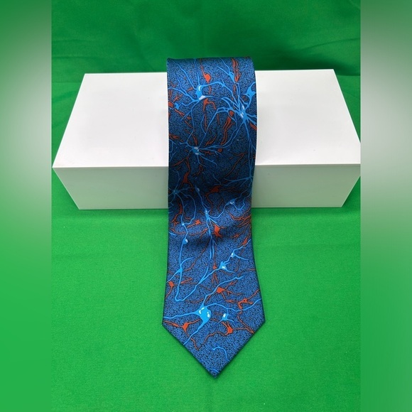 Neurons Blue Extra Long Tie - Picture 2 of 8